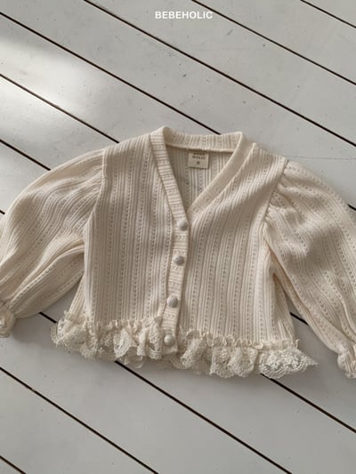 Bebe holic23｜(3m-18m) 蕾絲滾邊針織開襟外套13