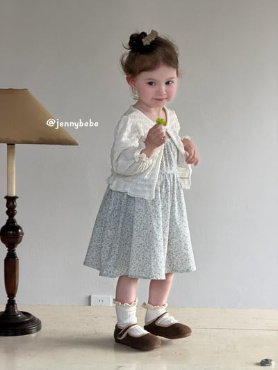 JE721｜(73-100cm) 天藍碎花細肩洋裝/壓紋開襟外套10