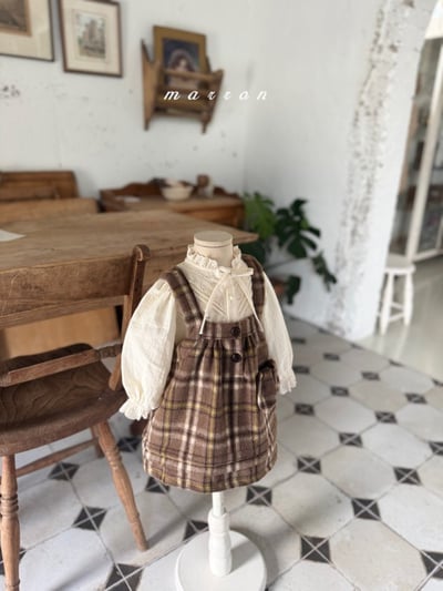 Marron 20｜(1y-6y) 學院格紋吊帶洋裝11