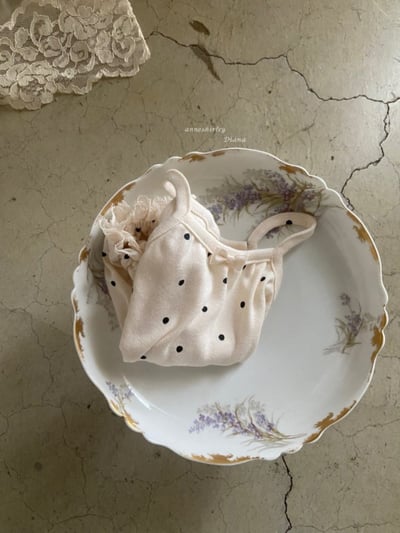 Anne Shirley23｜(3m-24m) 2色細肩碎花/波點蕾絲背心5