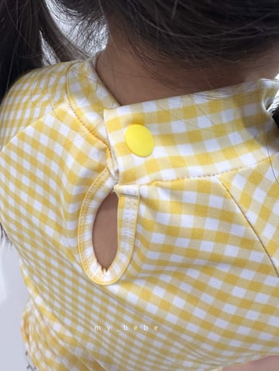 my_bebe05｜(75-105cm) 格紋長袖泳衣/花邊泳帽18