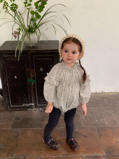 JE553｜(66-90cm) 花邊袖碎花包屁衣7