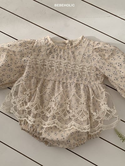 Bebe holic44｜(3m-18m) 碎花蕾絲裙包屁衣12