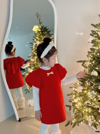 gioiello04｜(85-130cm) 公主袖蝴蝶結洋裝4