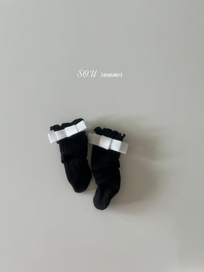 SO.U02｜(6m-4y)  緞帶無根捲邊長襪8