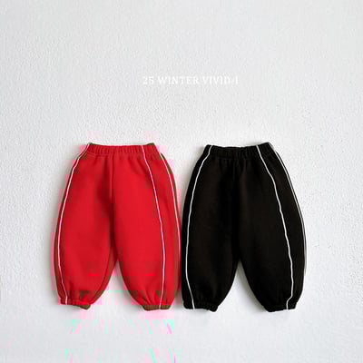 vivid13｜(78cm-125cm) 線條內刷毛休閒縮口褲1