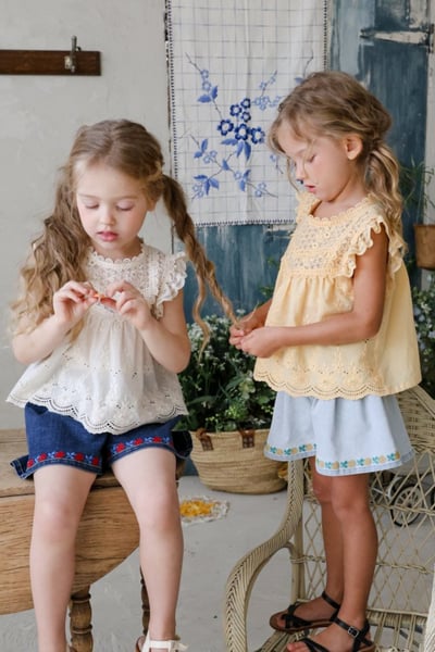 FLO25｜(75-140) 玫瑰邊牛仔短褲5