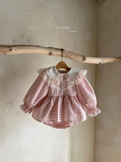 Anne Shirley01｜(3m-22m) 2色格紋蕾絲包屁洋裝6