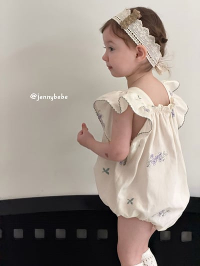 JE708｜(66-90cm) 刺繡花卉滾邊包屁衣12