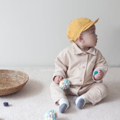 LEMONADE49｜(55cm-85cm) 2色有領素面連身衣6