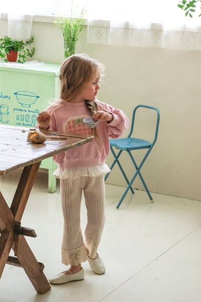 FLO12｜(75-140) 2色番茄碎花布蕾絲上衣8