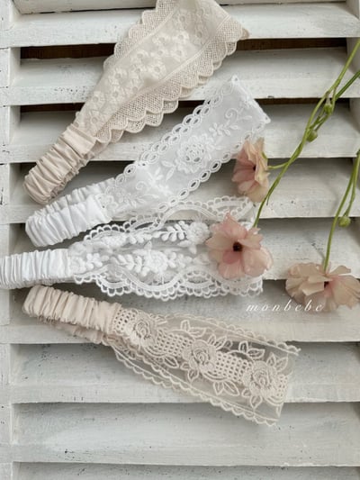 MONBEBE24｜(Free) 刺繡蕾絲髮帶1