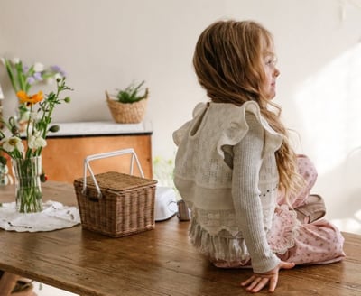 FLO53｜(75-140) 1色針織田園小兔背心20