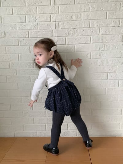 JE618｜(73cm-90cm) 小花舖棉吊帶褲/花邊領上衣14