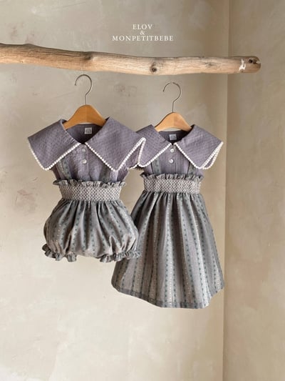 Mon petit08｜(66-90cm) 抓皺壓花吊帶包屁衣6