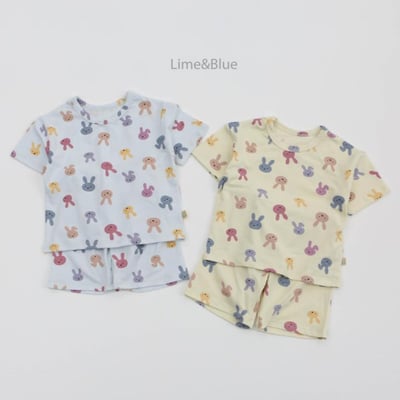 LIME&BLUE01｜(80-118cm MOM )  兔子親子居家服4