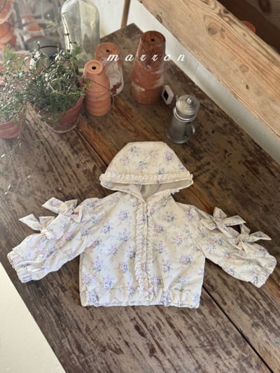 Marron03｜(1y-6y) 碎花蕾絲滾邊連帽外套15