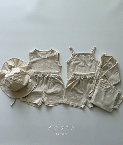 AOSTA24｜(6m-5y) 2款亞麻細肩小可愛7