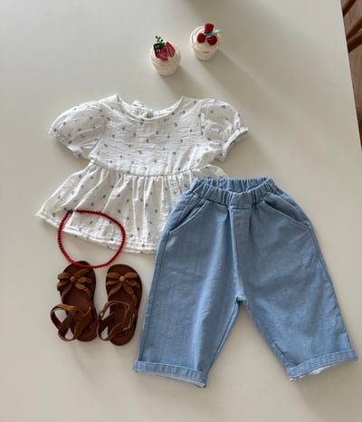 LePetitmot02｜(80-125cm) 小花蛋糕裙上衣2