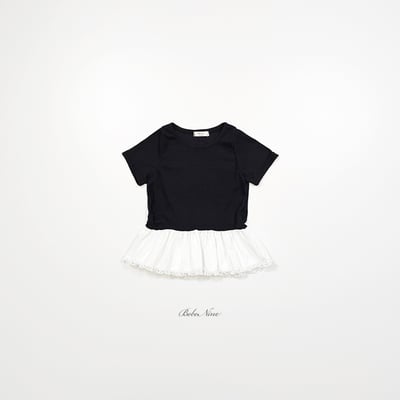 bebe nine33  (65cm-115cm) 3色素色蕾絲拼接上衣4