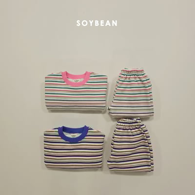 Soybean64｜(75cm-118cm) 條紋撞色休閒套裝3