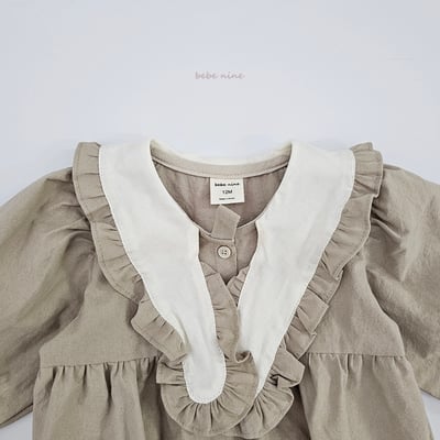 bebe nine33 (65-90) 2色滾邊領結包屁衣15