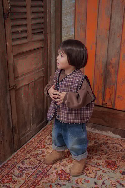 onu 16｜(70cm-115cm) 滾邊格紋刷毛雙面背心13