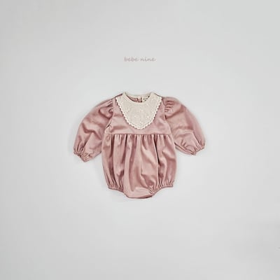 bebe nine10 (55cm-75cm) 2色絲絨蕾絲包屁衣15