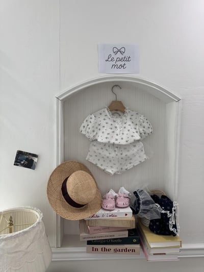 LePetitmot01｜(80-125cm) 2色花朵薄紗裙套裝3