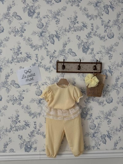 LePetitmot09｜(80-125cm) 蕾絲泡泡袖套裝5