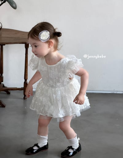 JE706｜(66-120cm) 玫瑰薄紗緞帶包屁衣/洋裝15