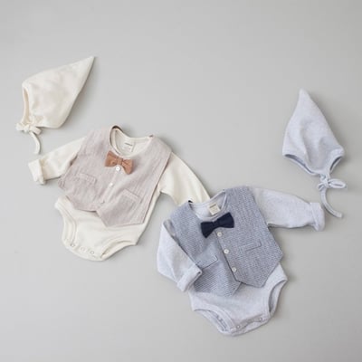 LEMONADE54｜(55cm-85cm) 2色紳士背心包屁衣含帽子24