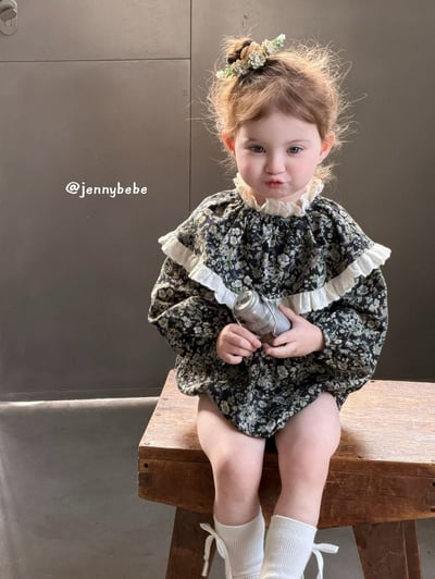 JE712｜(66-90cm) 復古碎花蕾絲花邊套裝8