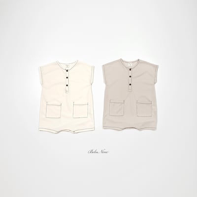 bebe nine41  (6m-24m) 2色樸素鈕釦口袋裝2