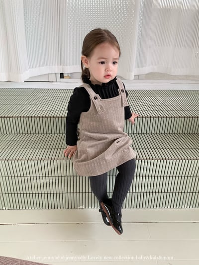 JE602｜(73cm-100cm) 學院風吊带連身裙/高領上衣6