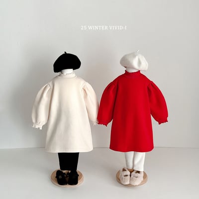 vivid89｜(78cm-125cm) 捲邊公主袖洋裝2