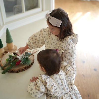 neneru05｜(60cm-85cm) 1色荷葉袖碎花包屁衣3