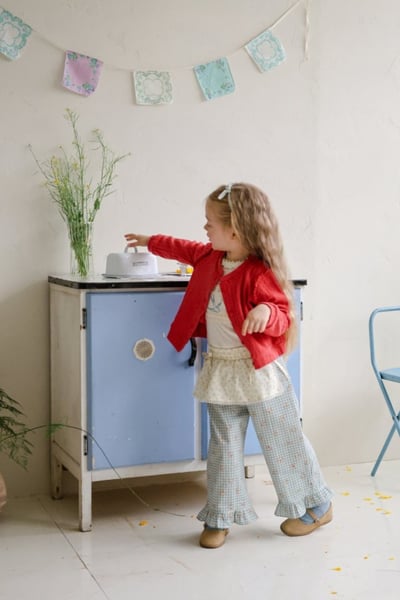 FLO36｜(75-140) 3色法式圍裙碎花荷葉長褲17