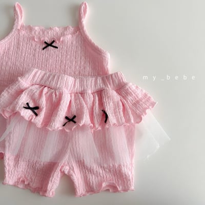 my_bebe20｜(80-120cm) 抓皺無袖緞帶套裝4