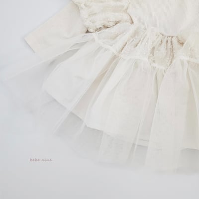 bebe nine43 (65cm-115cm) 2色公主袖蕾絲薄紗洋裝6