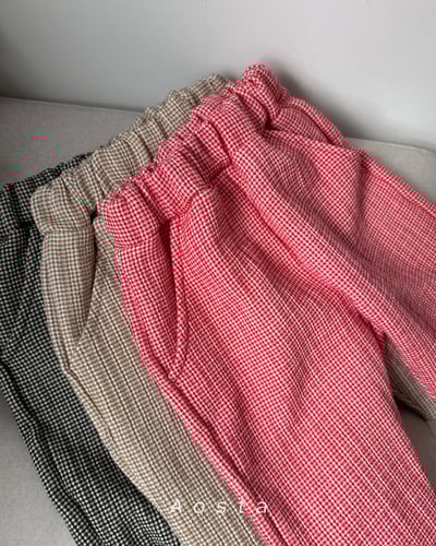 AOSTA38｜(6m-5y) 細格紋直筒長褲25