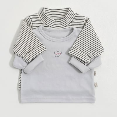 Oottbebe82｜(0m-12m  1y-7y)  薄絨愛心+條紋上衣兩件組8