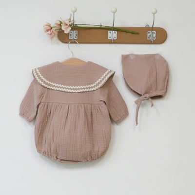 LEMONADE35｜(55cm-85cm) 2色滾邊大翻領包屁衣含帽子21