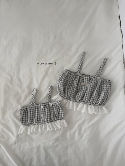 Bloom.b38｜(55cm-118cm) 格紋細肩短版背心10