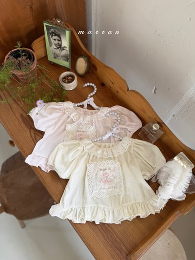 Marron45｜(1y-6y) 復古玫瑰公主袖上衣1