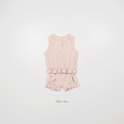 bebe nine21  (6m-24m) 3色荷葉束腰花套裝4