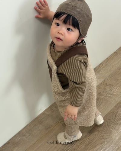 Cieldemaman06｜(6M~24M)  撞色絨毛吊帶褲12