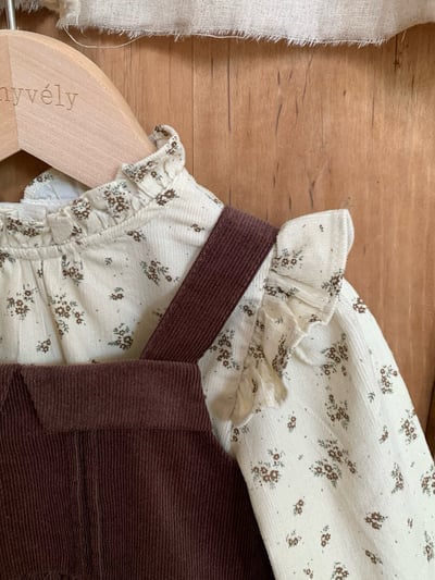 JE589｜(73cm-120cm) 燈芯絨背心洋裝/碎花荷葉上衣19