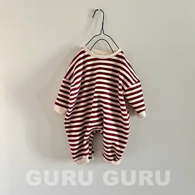 GURU GURU02｜(6m-24m) 2色條紋連身衣1