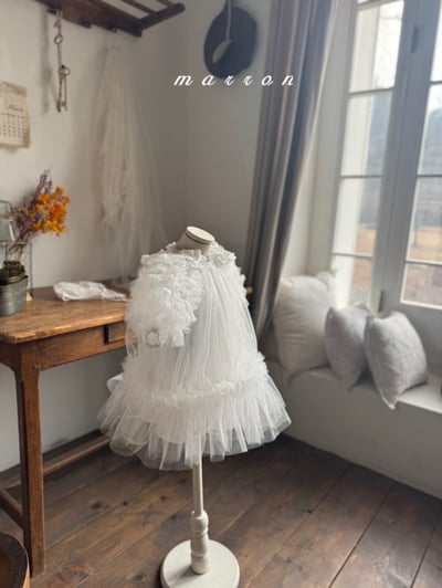 Marron23｜(1y-6y) 薄紗滾邊蓬蓬袖洋裝7